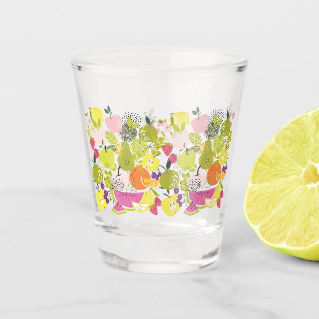 Fruit salad; summer fruit collage shot glass (Front)