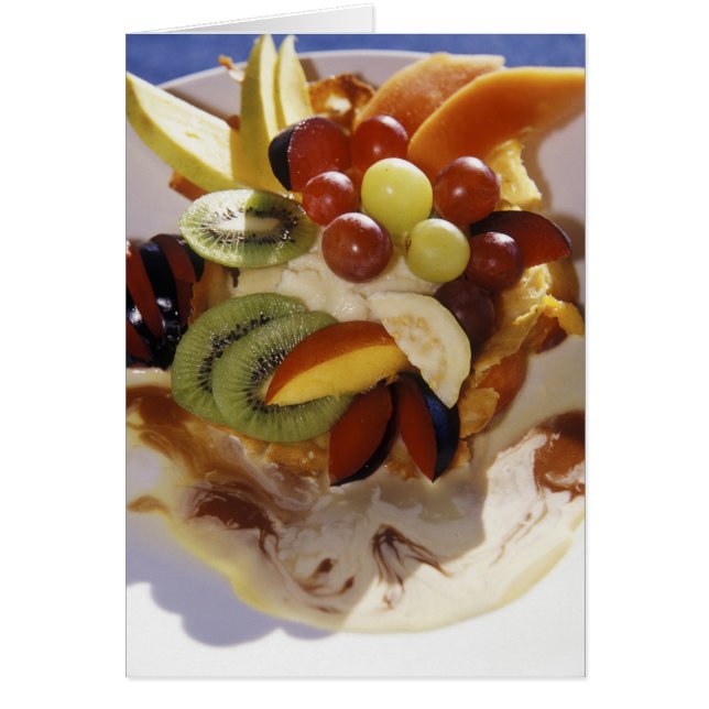 Fruit salad with ice cream. (Front)