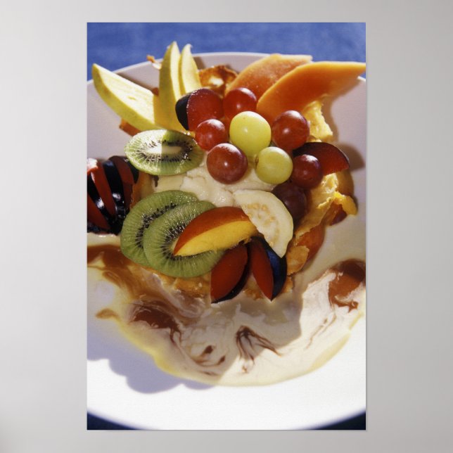 Fruit salad with ice cream. poster (Front)