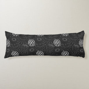 Fruit seamless pattern black and white Tropical Body Cushion