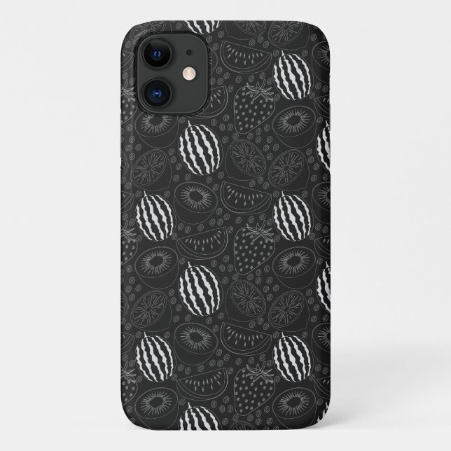 Fruit seamless pattern black and white Tropical Case-Mate iPhone Case (Back)