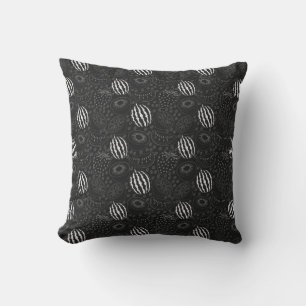 Fruit seamless pattern black and white Tropical Cushion