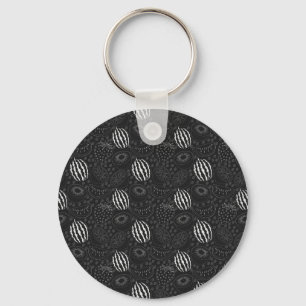 Fruit seamless pattern black and white Tropical Key Ring