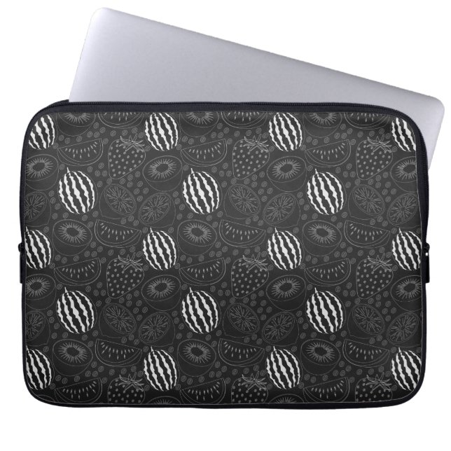 Fruit seamless pattern black and white Tropical Laptop Sleeve (Front)