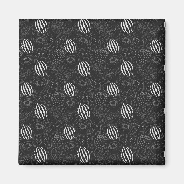 Fruit seamless pattern black and white Tropical Magnet (Front)