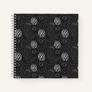 Fruit seamless pattern black and white Tropical Notebook
