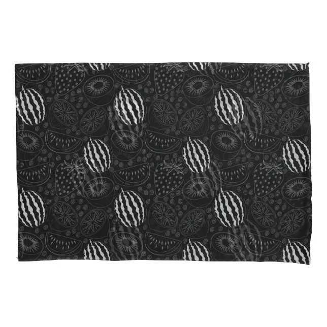 Fruit seamless pattern black and white Tropical Pillowcase (Front-Left)