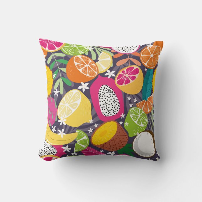 Fruit seamless pattern, collection of exotic tropi cushion (Front)