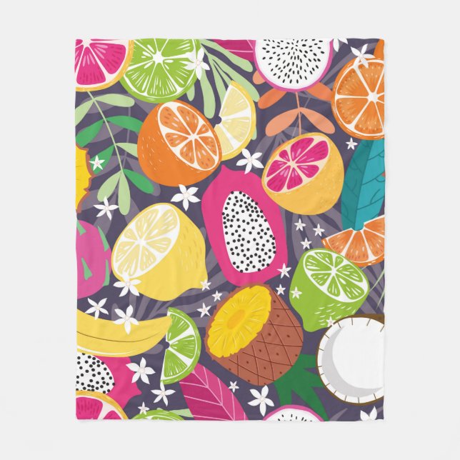 Fruit seamless pattern, collection of exotic tropi fleece blanket (Front)