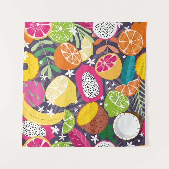 Fruit seamless pattern, collection of exotic tropi tapestry (Front)