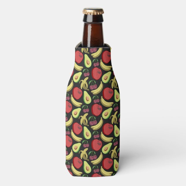 Fruit seamless pattern | colorful tropical fruit bottle cooler (Bottle Front)