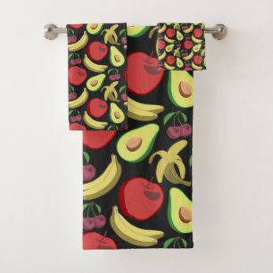 Fruit seamless pattern   colourful tropical fruit bath towel set