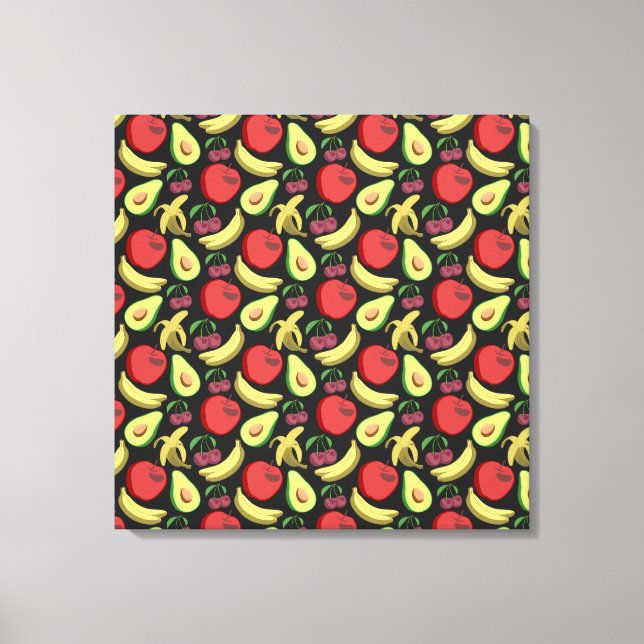 Fruit seamless pattern | colourful tropical fruit canvas print (Front)