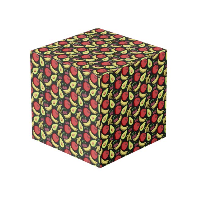 Fruit seamless pattern | colourful tropical fruit cube (Front Angled)