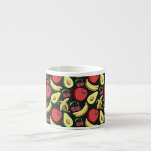 Fruit seamless pattern colourful tropical fruit espresso cup