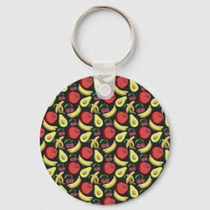 Fruit seamless pattern colourful tropical fruit key ring