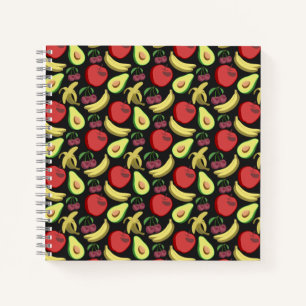 Fruit seamless pattern colourful tropical fruit notebook