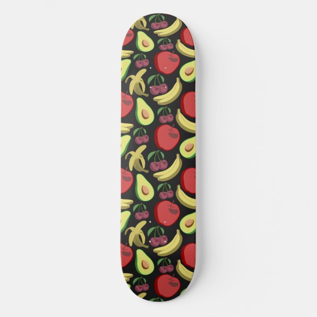 Fruit seamless pattern | colourful tropical fruit skateboard (Front)
