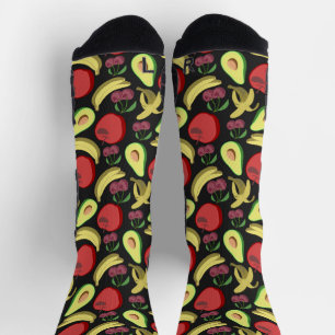 Fruit seamless pattern   colourful tropical fruit  socks
