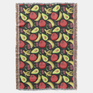 Fruit seamless pattern colourful tropical fruit throw blanket