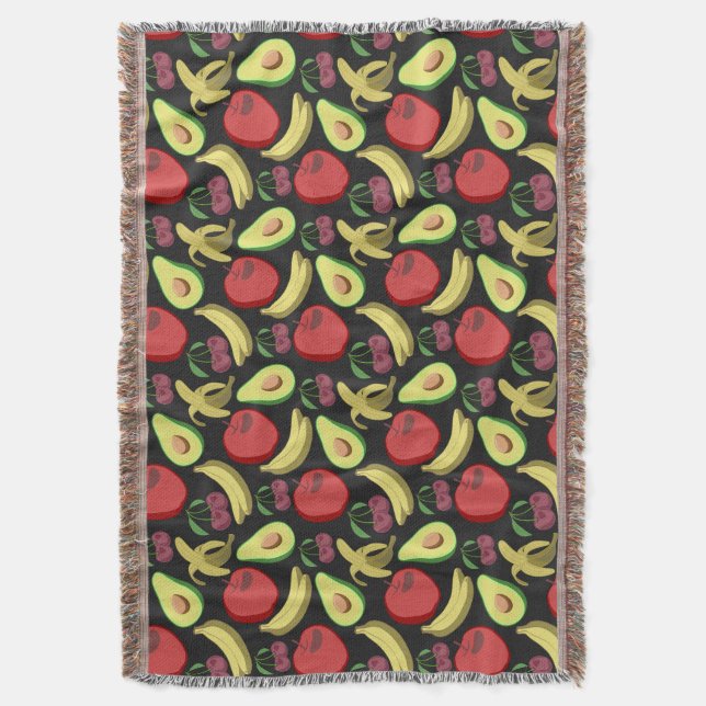Fruit seamless pattern | colourful tropical fruit throw blanket (Front Vertical)