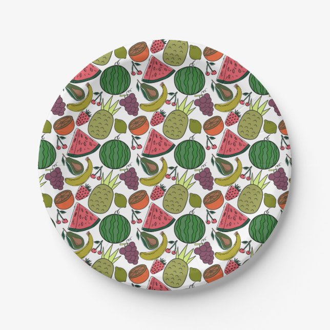 Fruit seamless pattern | Fruit surface pattern 15 Paper Plate (Front)