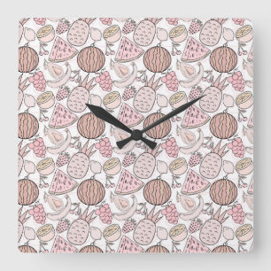 Fruit seamless pattern   Fruit surface pattern 1 Square Wall Clock