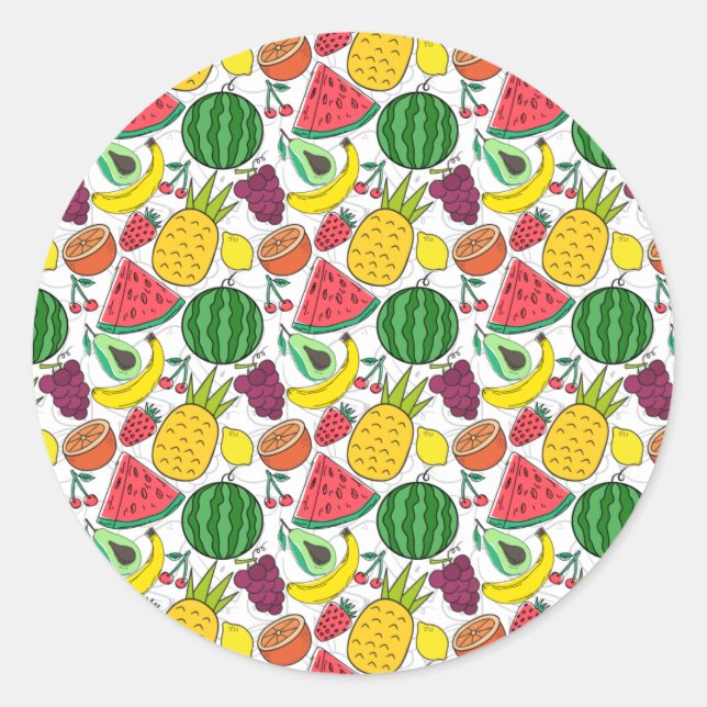 Fruit seamless pattern | Fruit surface pattern 22 Classic Round Sticker (Front)