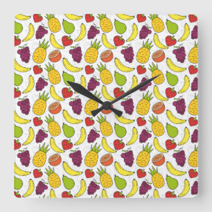 Fruit seamless pattern   Fruit surface pattern 27 Square Wall Clock