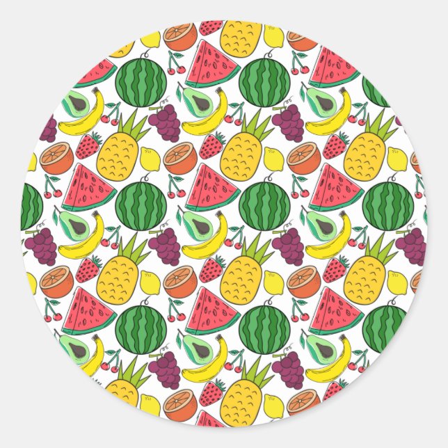 Fruit seamless pattern | Fruit surface pattern 37 Classic Round Sticker (Front)