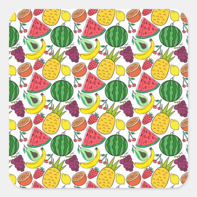 Fruit seamless pattern | Fruit surface pattern 37 Square Sticker (Front)