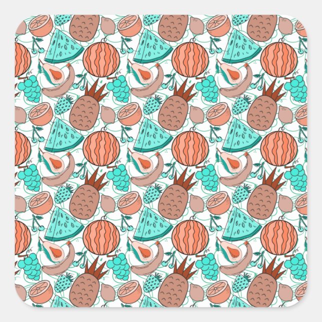 Fruit seamless pattern | Fruit surface pattern 39 Square Sticker (Front)