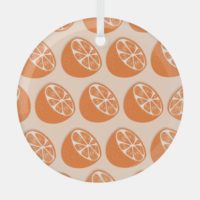 Fruit Seamless Pattern. Glass Tree Decoration (Front)