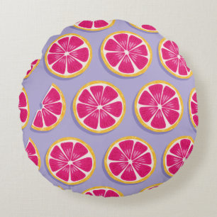 Fruit seamless pattern, grapefruit slices with sha round cushion