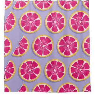 Fruit seamless pattern, grapefruit slices with sha shower curtain