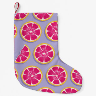 Fruit seamless pattern, grapefruit slices with sha small christmas stocking