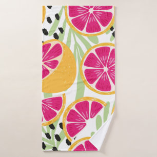 Fruit seamless pattern, grapefruit with tropical l bath towel