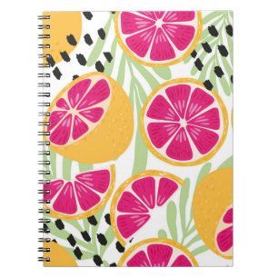 Fruit seamless pattern, grapefruit with tropical l notebook