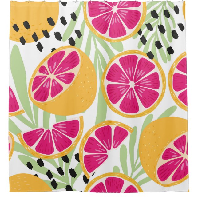 Fruit seamless pattern, grapefruit with tropical l shower curtain (Front)