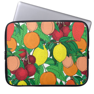 Fruit seamless pattern, hand drawn sketch, orange, laptop sleeve