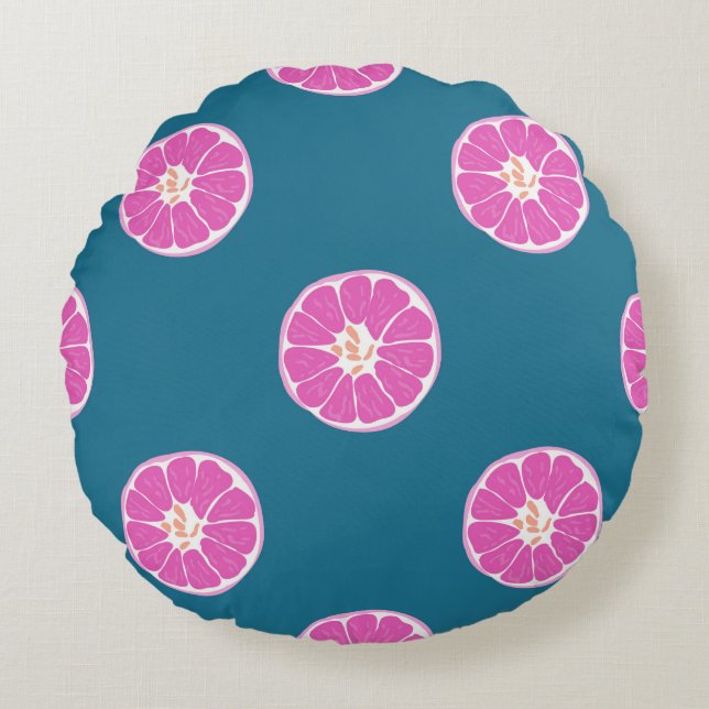 Fruit seamless pattern with orange. abstract,art,b round cushion (Front)