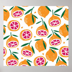 Fruit Stamp Textured Seamless Pattern Poster