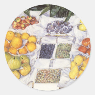 Fruit Stand by Gustave Caillebotte, Vintage Art Classic Round Sticker