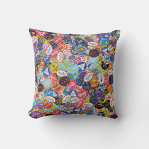 Fruit Sticker Montage Pattern Cushion