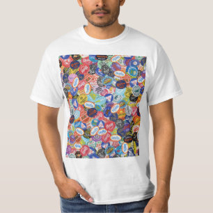 Fruit Sticker Montage Pattern T-Shirt