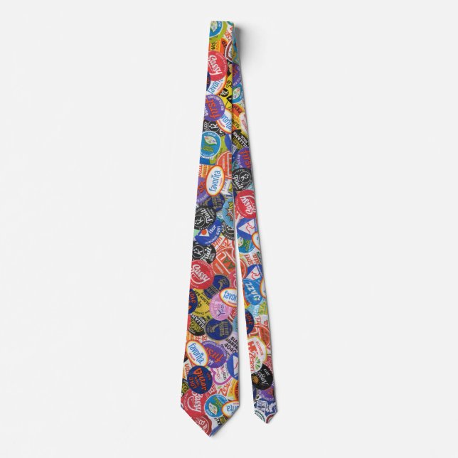 Fruit Sticker Montage Pattern Tie (Front)