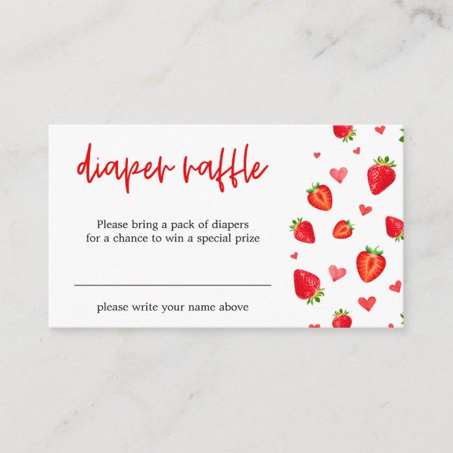 Fruit Strawberry Spring Baby Shower Diaper Raffle Enclosure Card (Front)