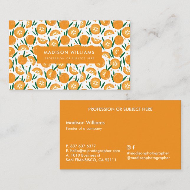 Fruit Stylish Trendy Modern Business Business Card (Front/Back)