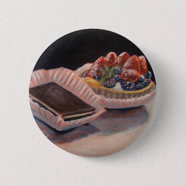 Fruit tart fudge painting on fun items! 6 cm round badge (Front)