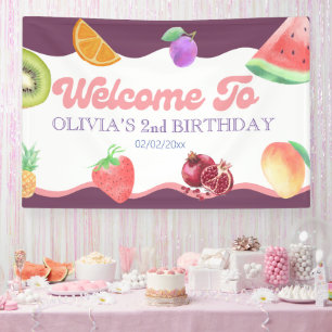 Fruit theme 2nd birthday banner